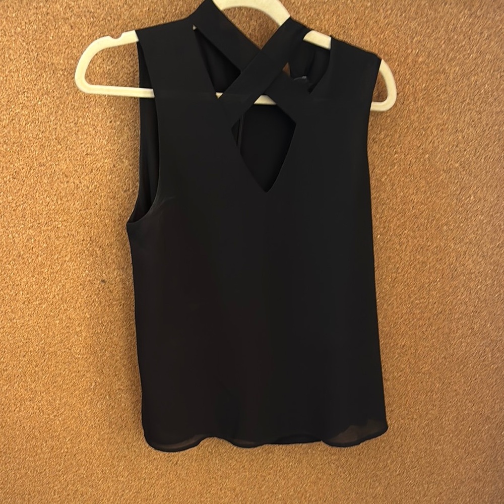 Black Sleeveless Cutout Blouse